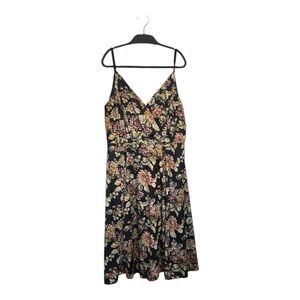 DEX Black Dijon Floral Sleeveless Fit and Flare Dress size L NWT